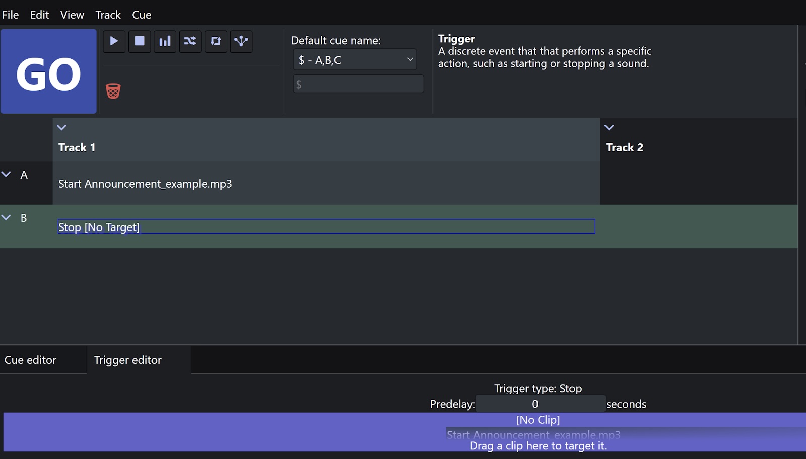 Adding a stop trigger